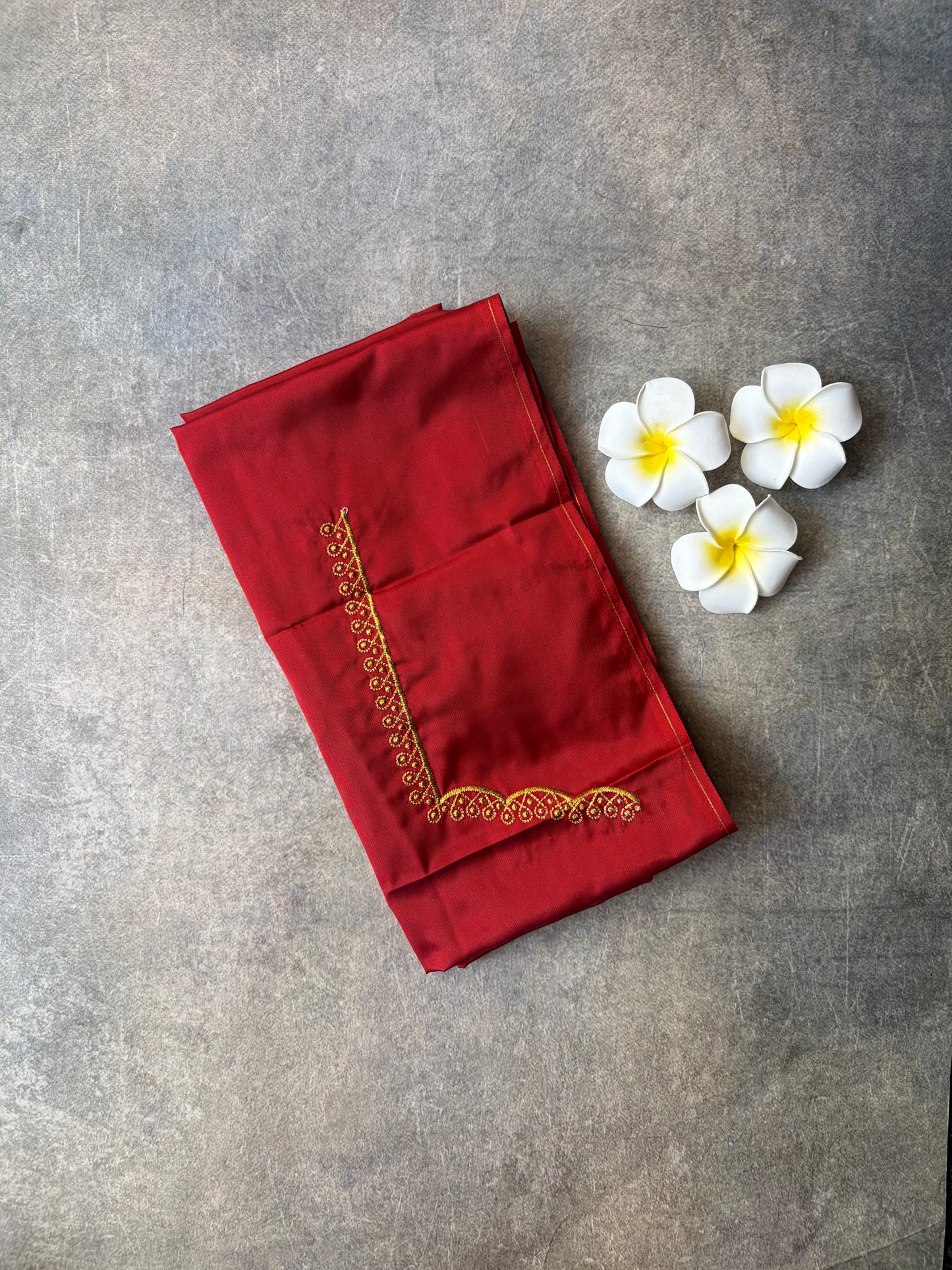 Kolam Embroidery Work Silk Blouse Piece Brownish-Red | TLL362
