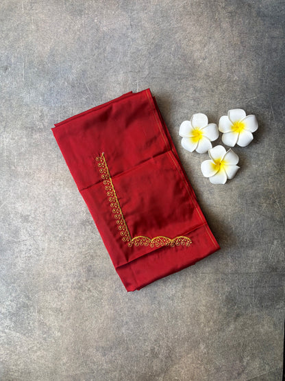 Kolam Embroidery Work Silk Blouse Piece Brownish-Red | TLL362