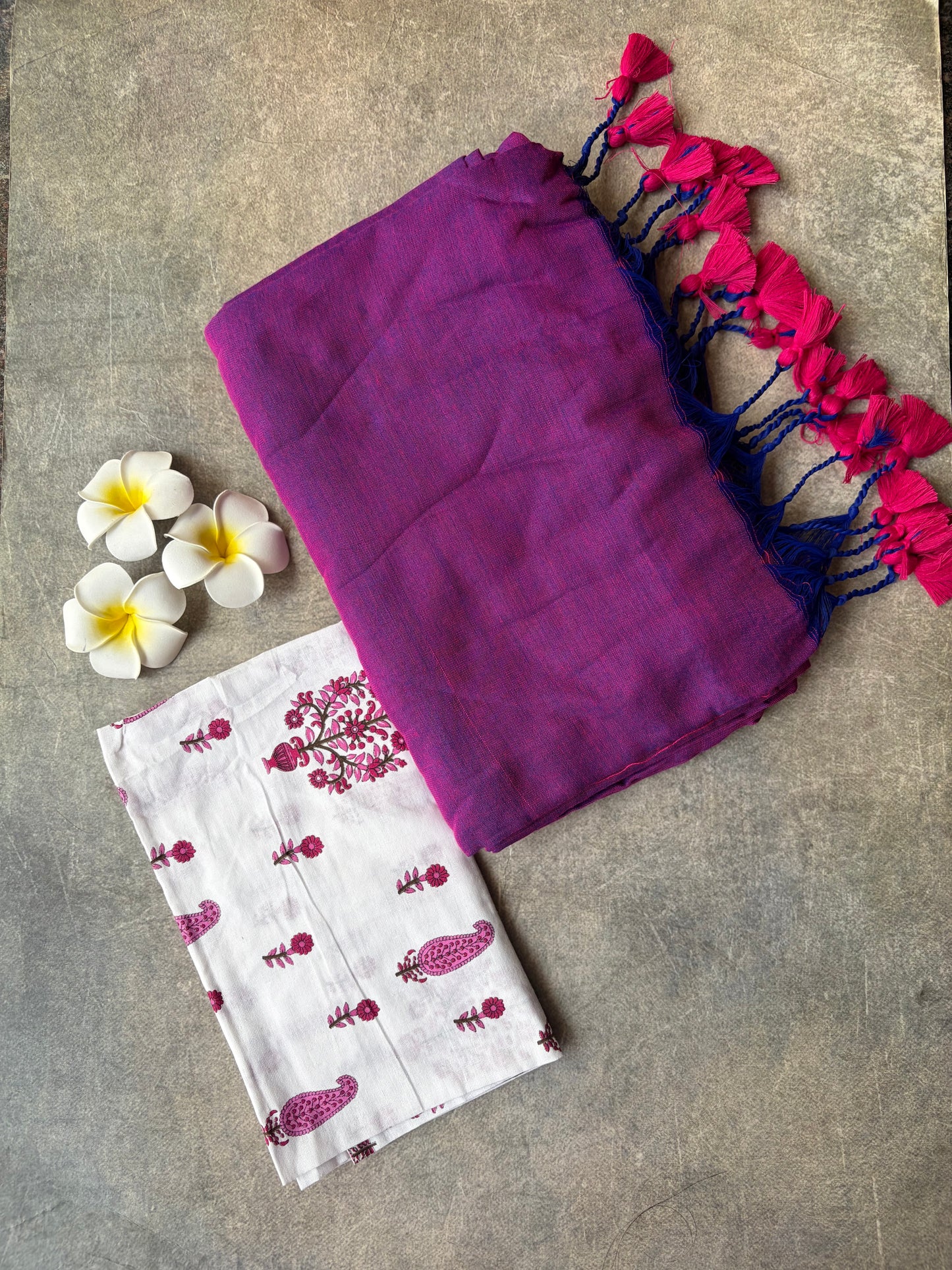 Khadi Cotton Saree Magenta-Purple | TLL737