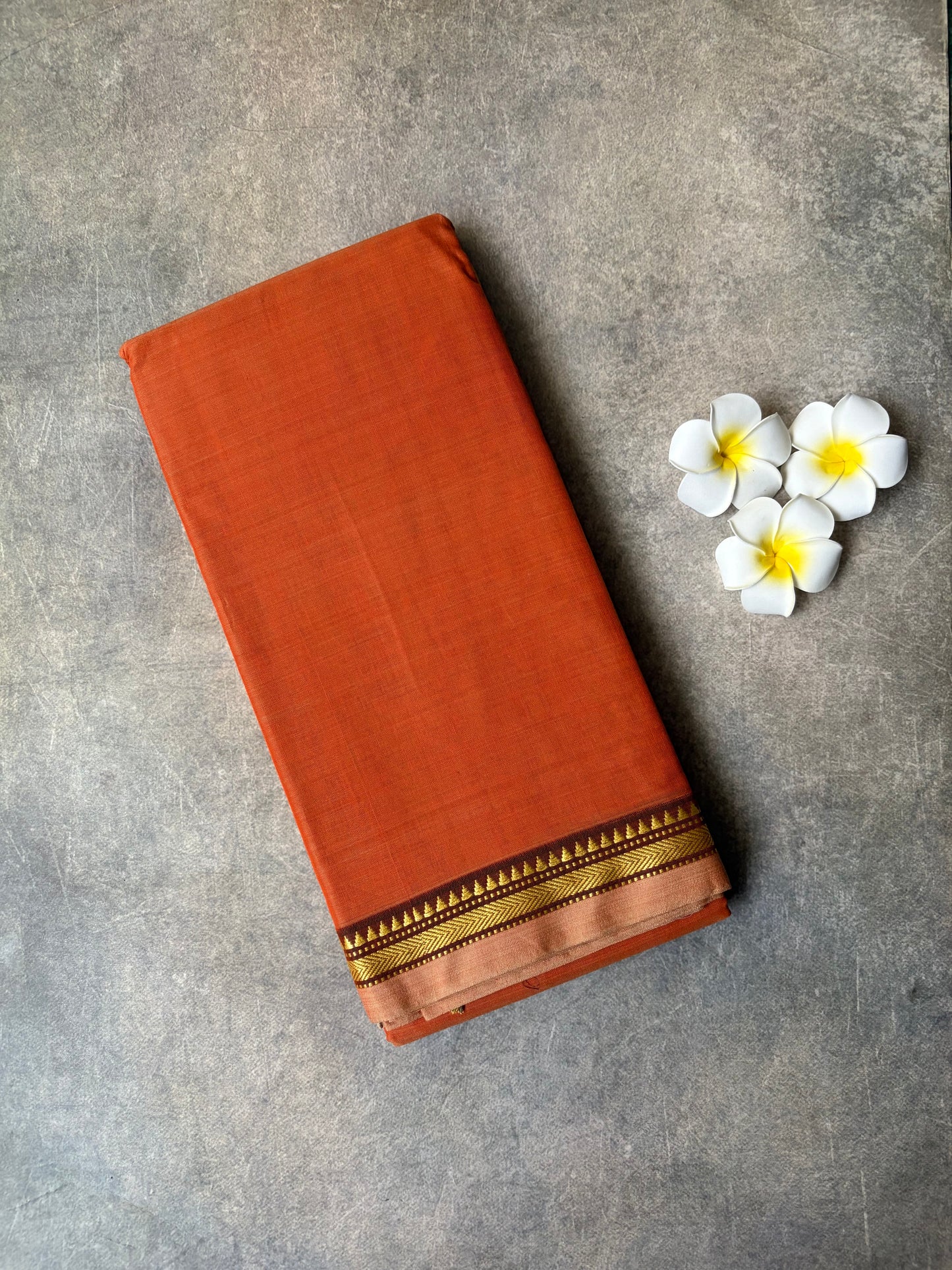 Narayanpet Cotton Saree Rust Orange | TLL436