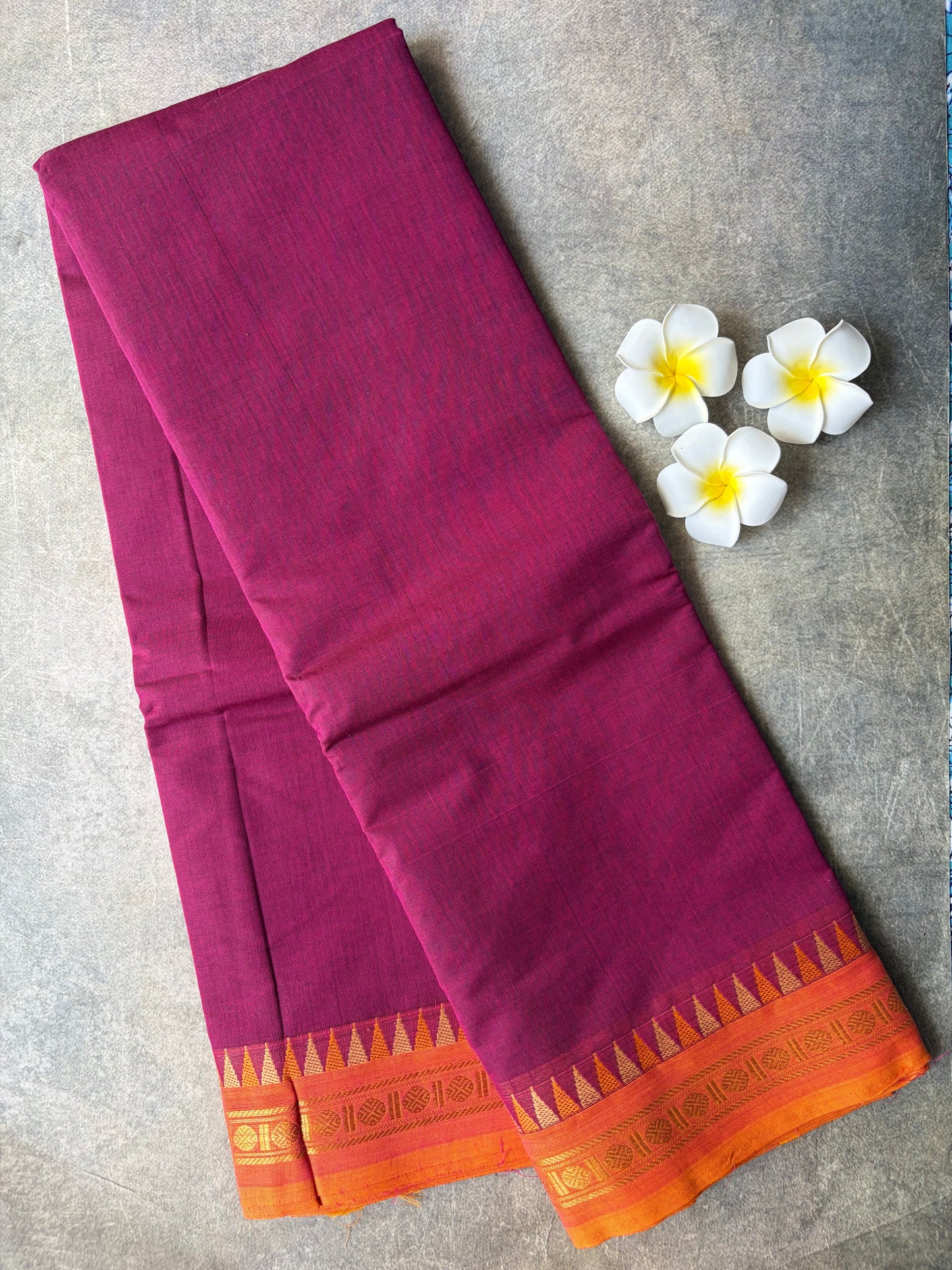 Chettinad Cotton Saree Magenta Colour | TLL201