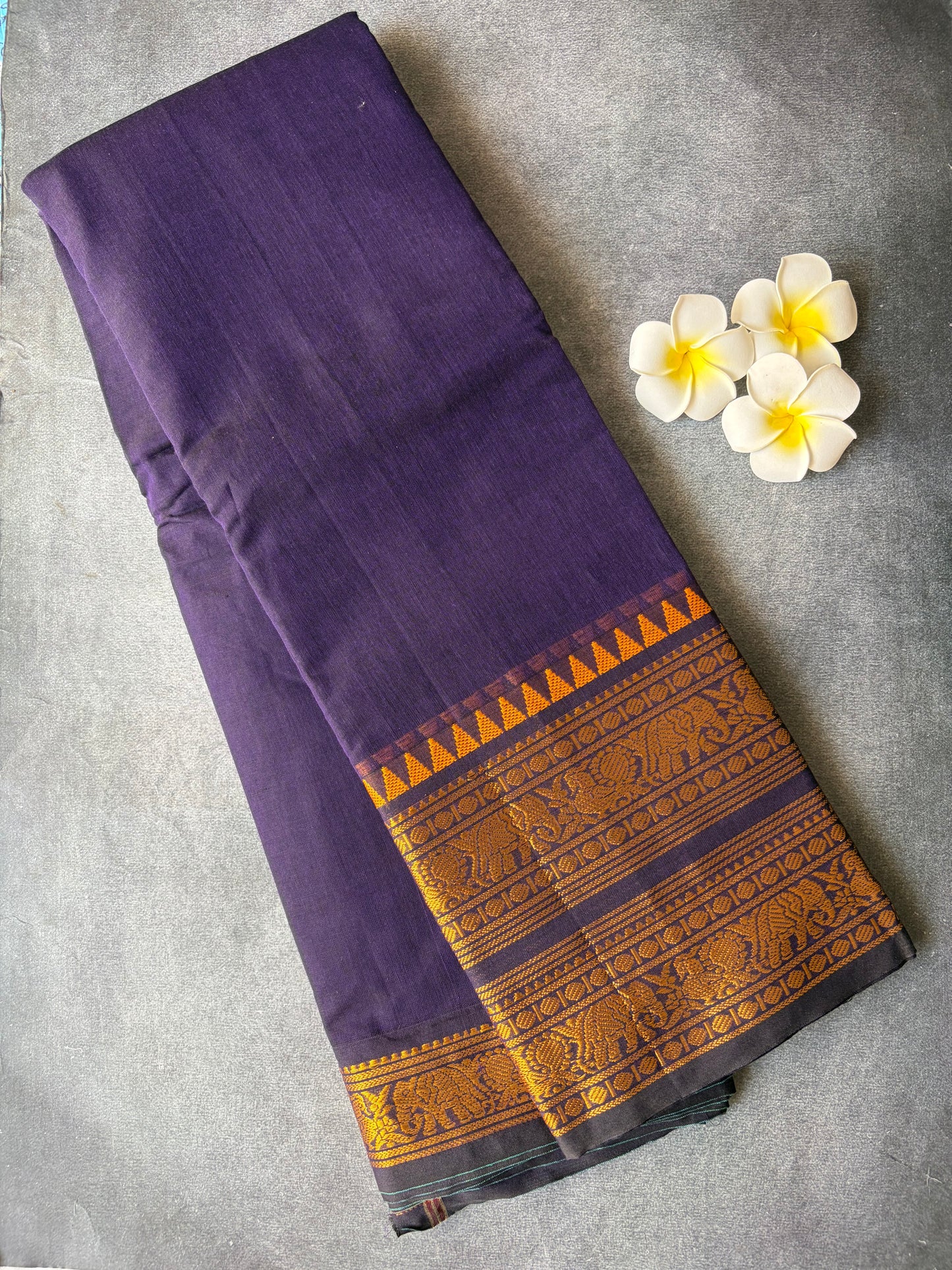 Narayanpet Cotton saree Dark Purple colour TLL191