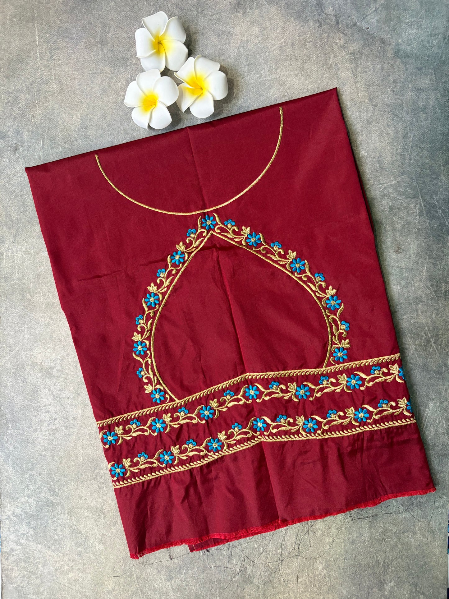 Embroidery Work Silk Blouse Piece Maroon | TLL360