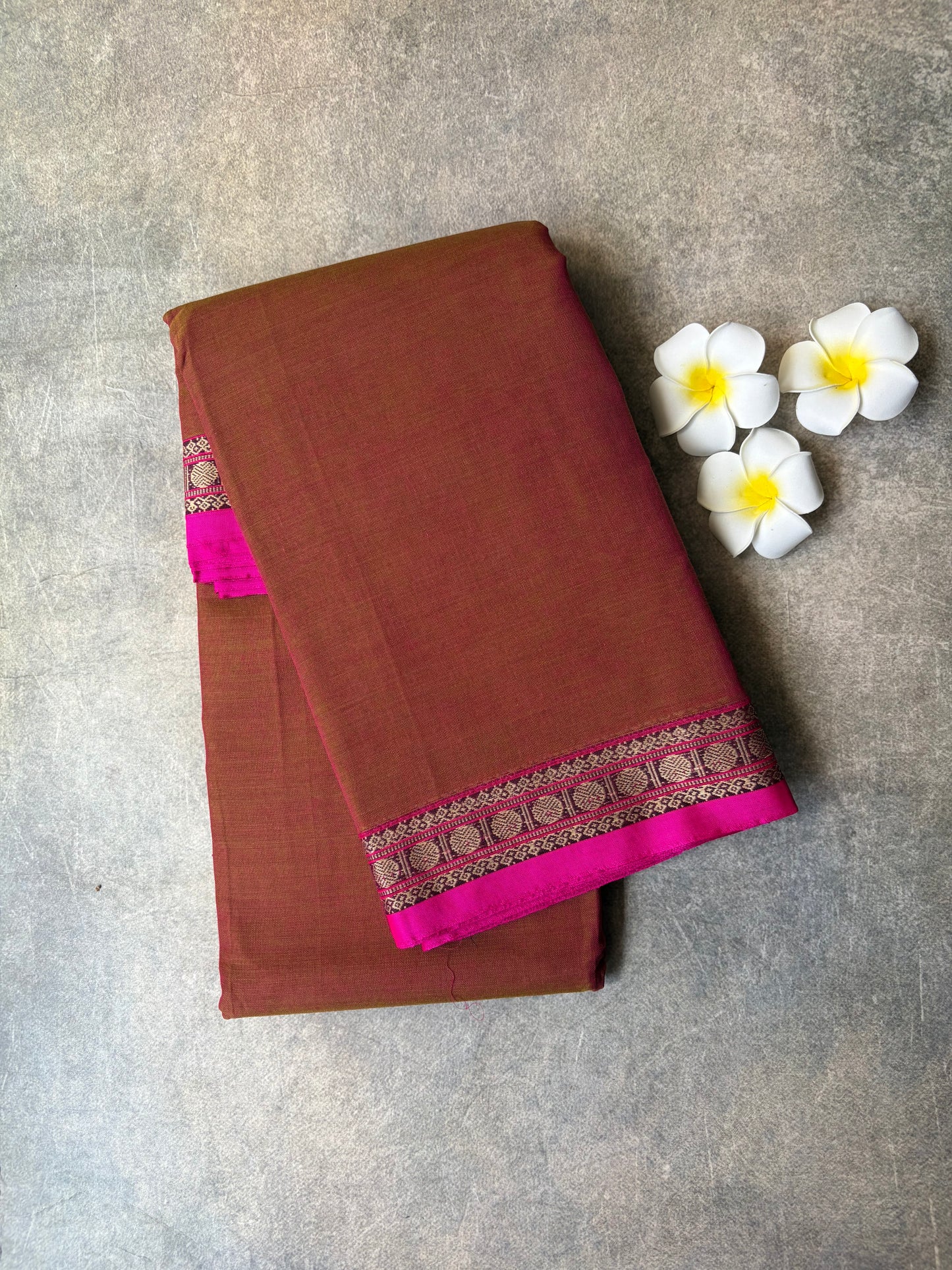 Narayanpet Cotton Saree Brown-Pink | TLL453