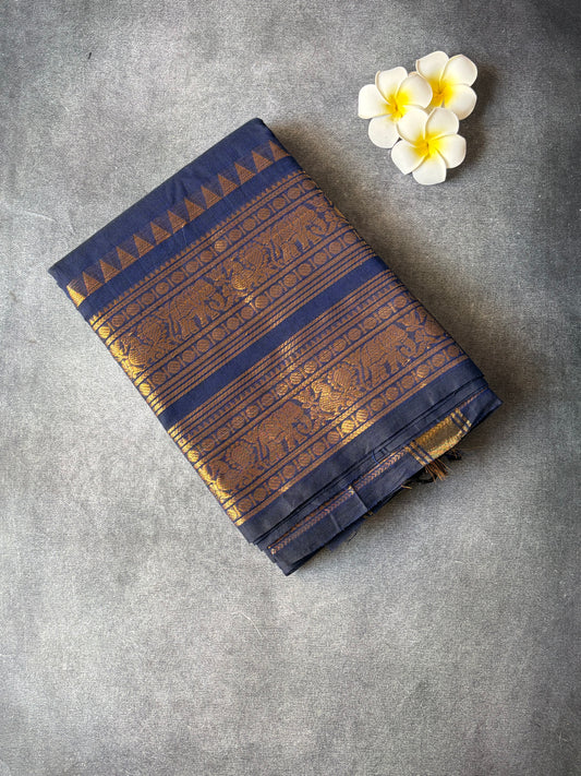 Kanchi Cotton Saree Navy Blue colour | TLL190