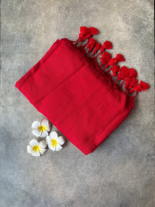 Khadi Cotton Saree Red | TLL732