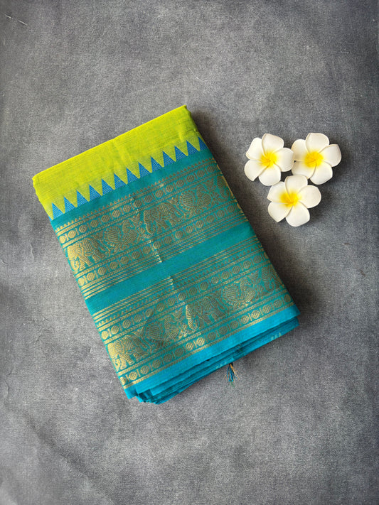 Kanchi Cotton Saree Light Green | TLL252