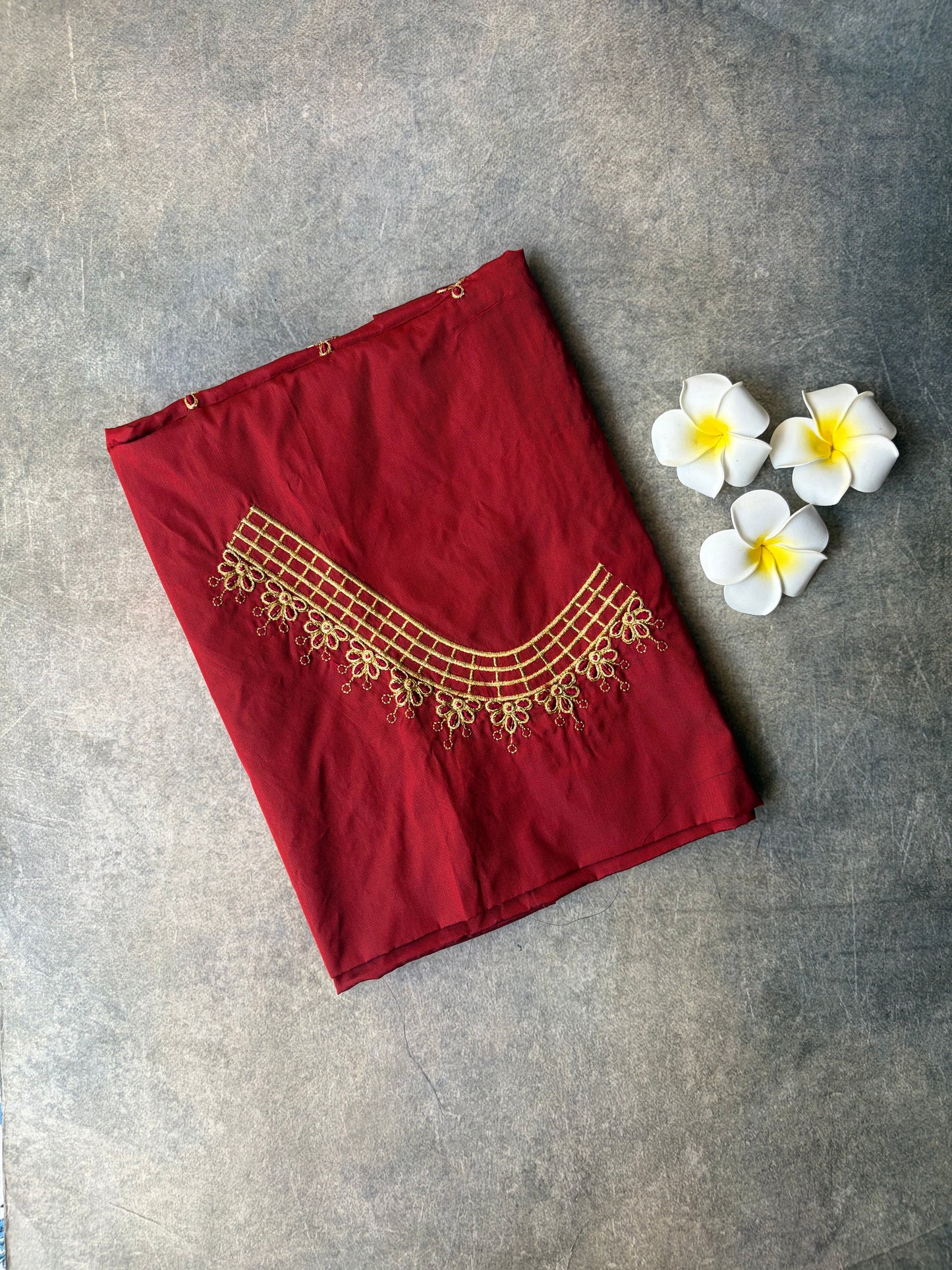 Embroidery work Silk Blouse Piece Maroon | TLL352