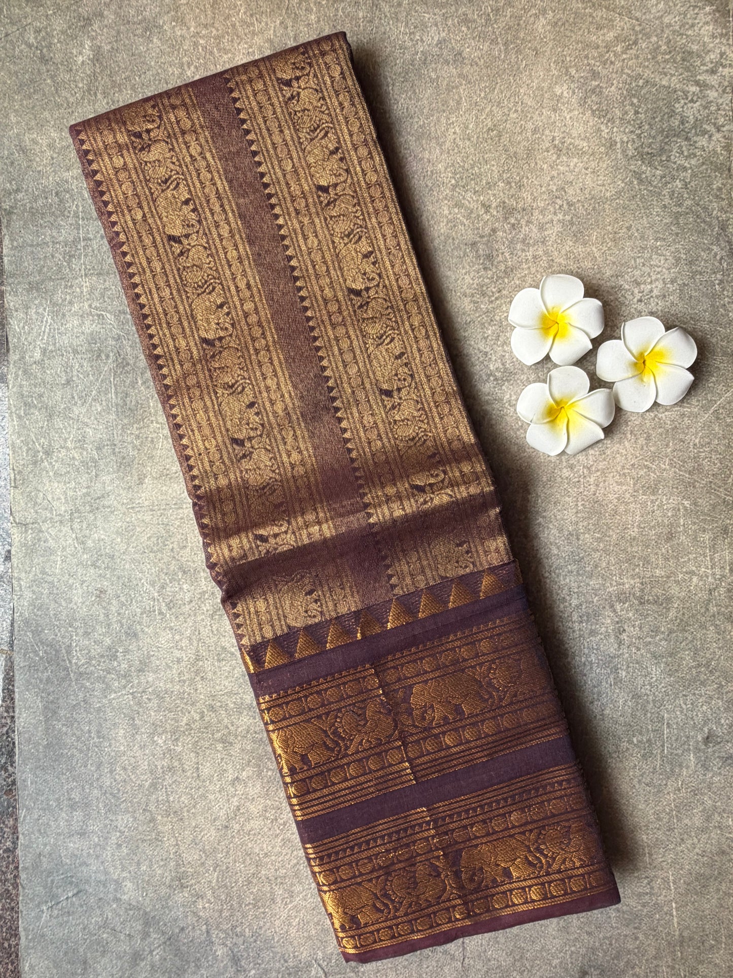 Kanchi Cotton Saree Rich Pallu Chocolate Brown | TLL707