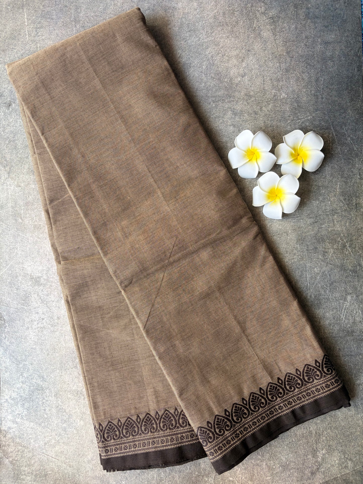 Chettinadu Cotton Saree Dark Gray Colour | TLL188