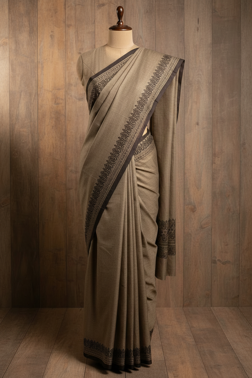 Chettinad Cotton Saree Dark Gray Colour | TLL188