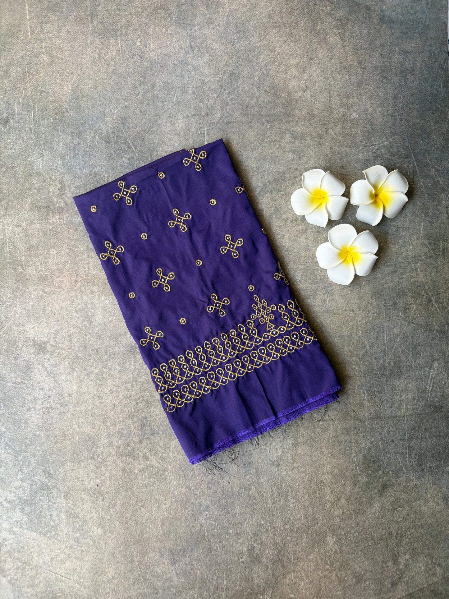Kolam Embroidery work Silk Blouse Piece Violet | TLL 351