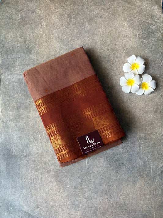 Kanchi Cotton Saree Rust Brown | TLL660