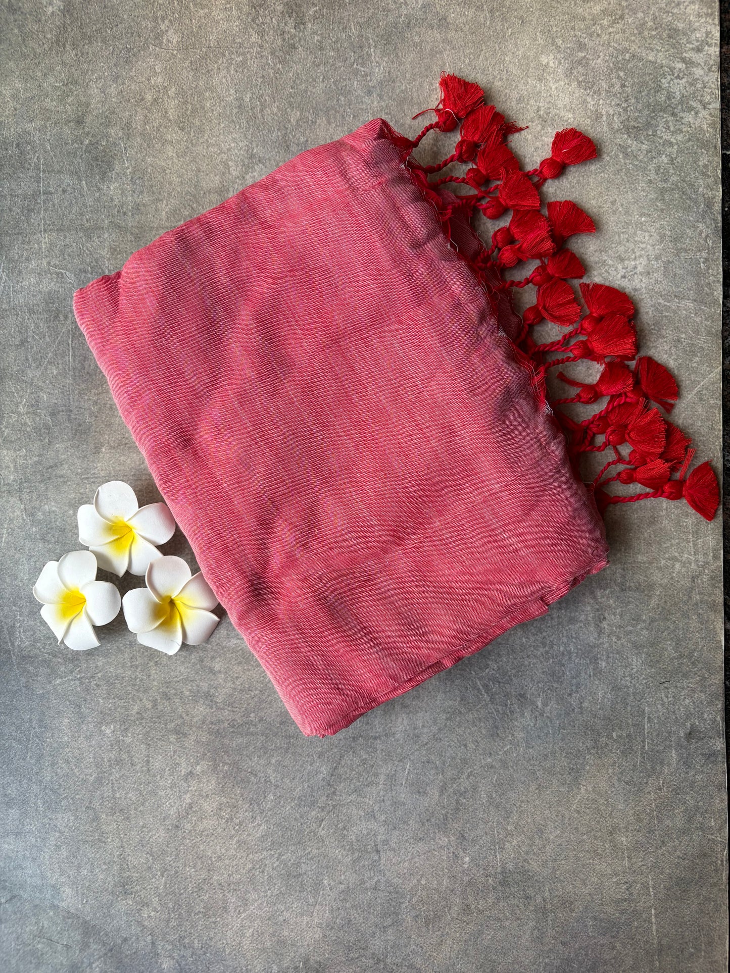 Khadi Cotton Saree Watermelon Pink | TLL729