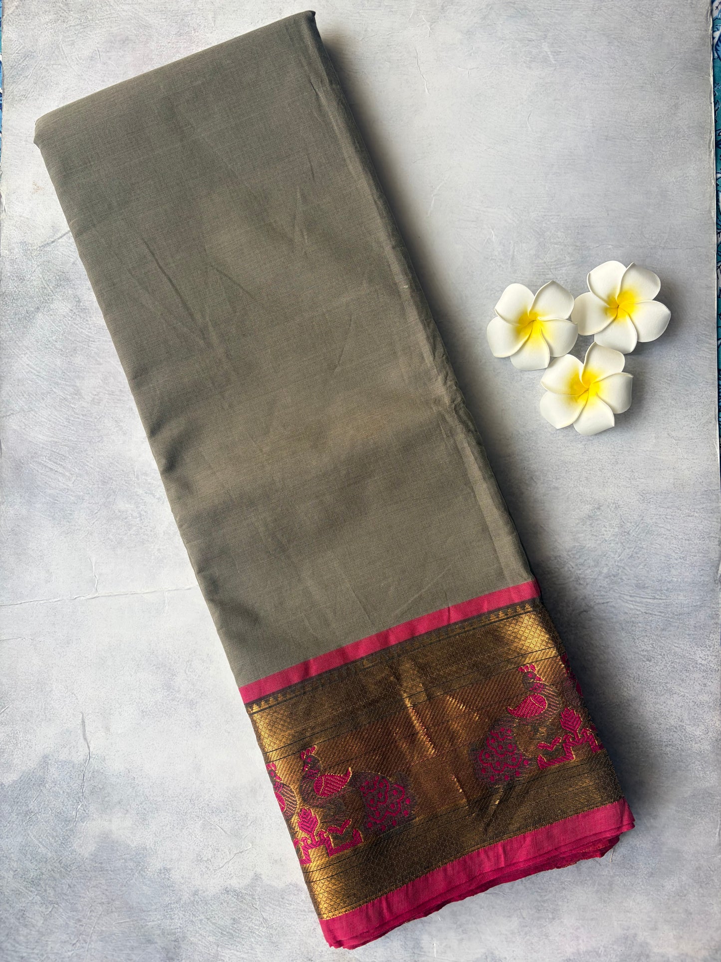 Kanchi Cotton Saree Grey | TLL256