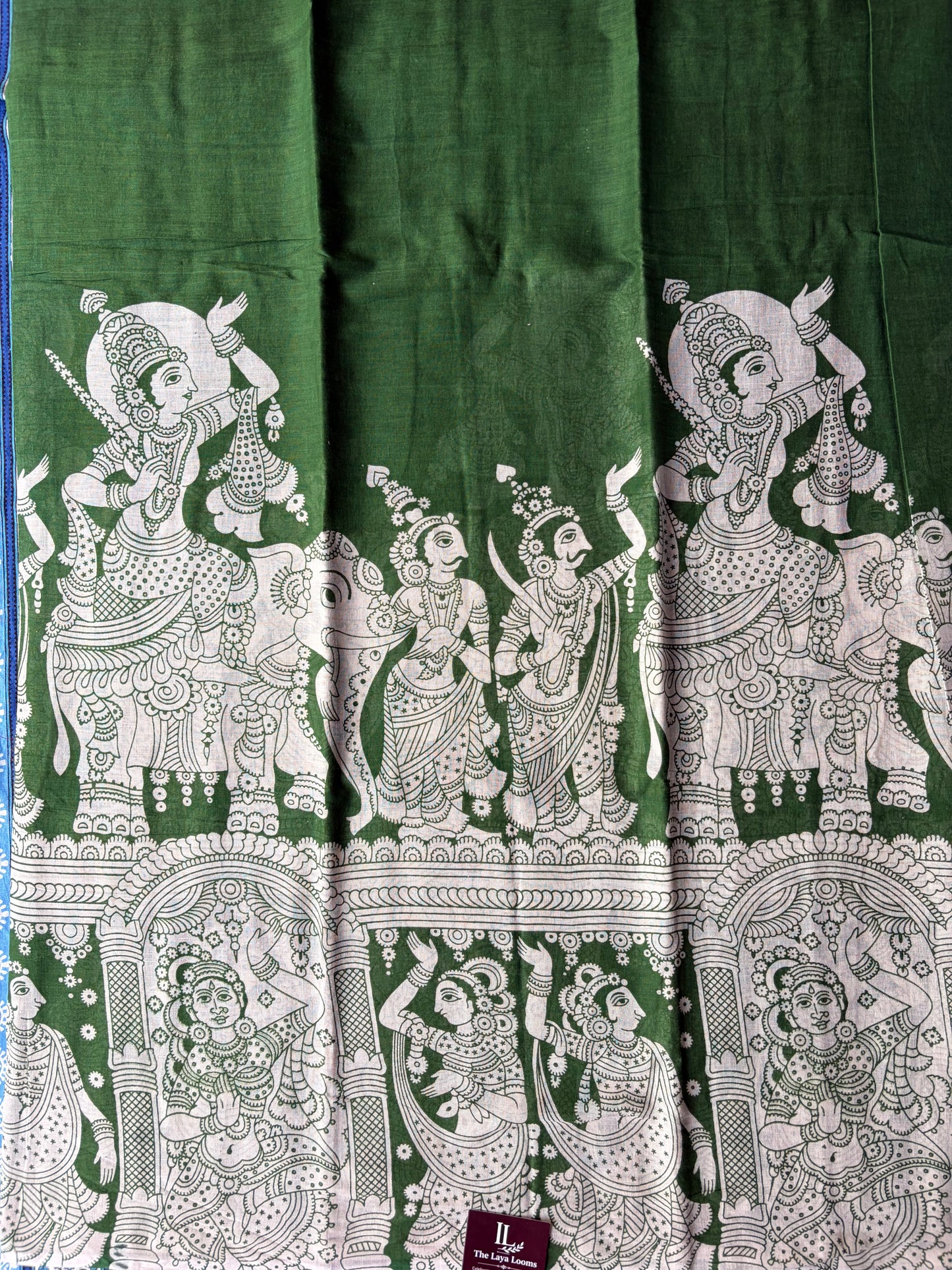 Traditional Kalamkari Soft Cotton Saree Green | TLL619