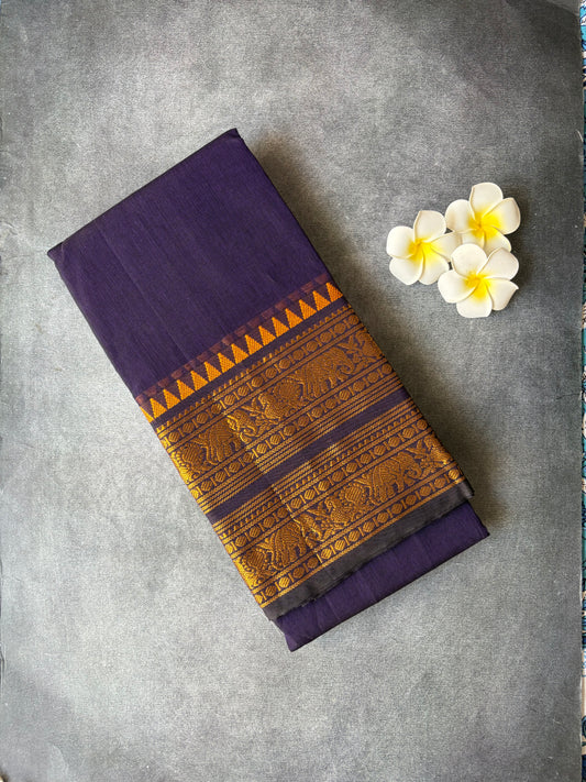 Narayanpet Cotton saree Dark Purple colour TLL191