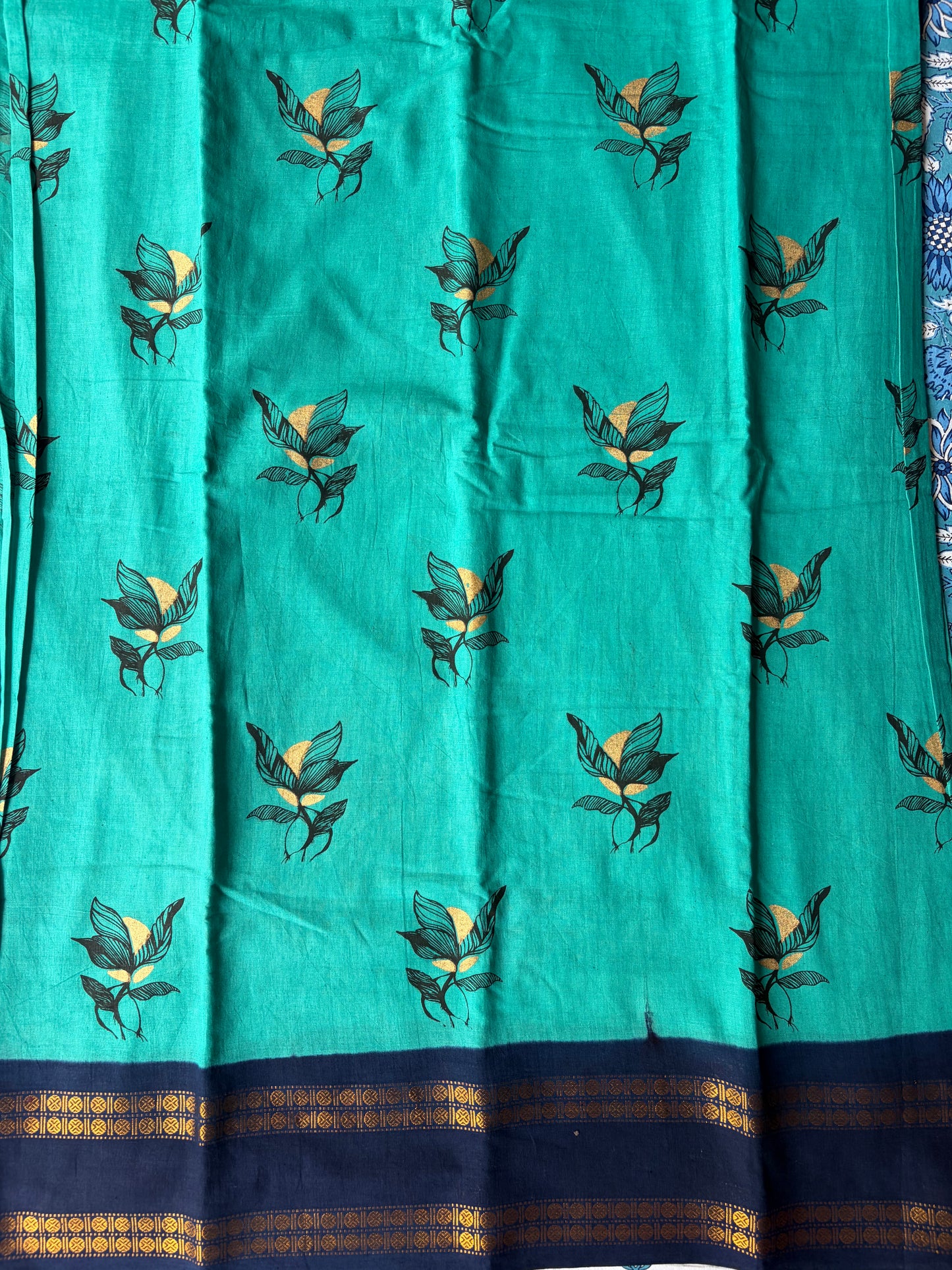 Soft Sungudi Cotton Saree | Rama Blue Body with Navy Blue Border | TLL131