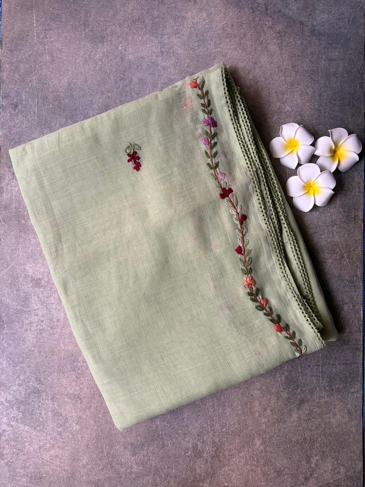 Linen Cotton Saree Light Green | TLL318