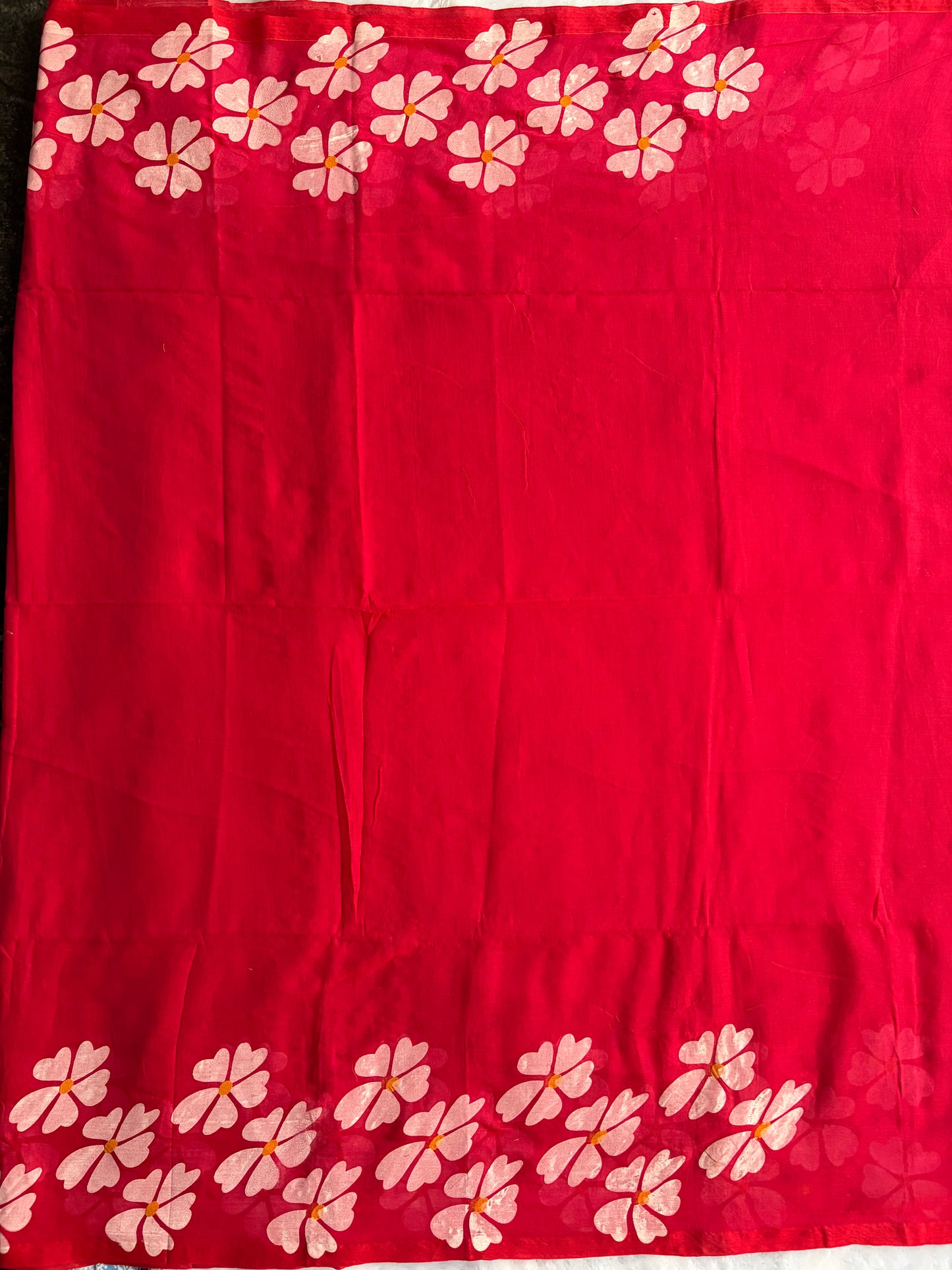 Mul Mul Cotton Saree Rani Pink Colour with Pink Tussels | TLL257