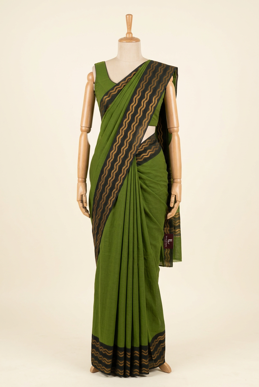 Plain Sungudi Cotton Saree Green | TLL305