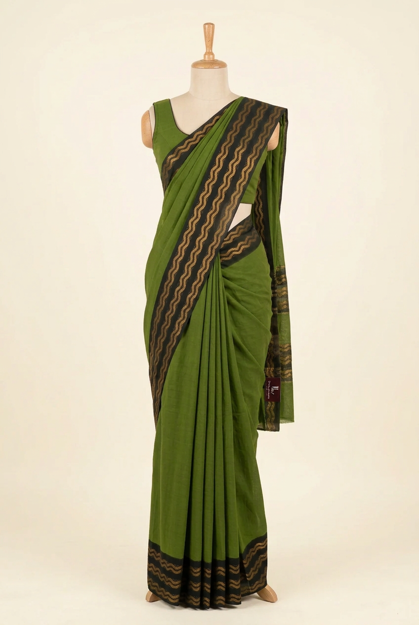 Plain Sungudi Cotton Saree Green | TLL305