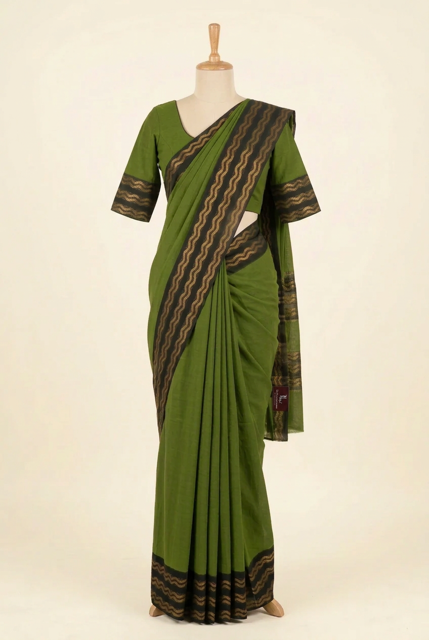 Plain Sungudi Cotton Saree Green | TLL305