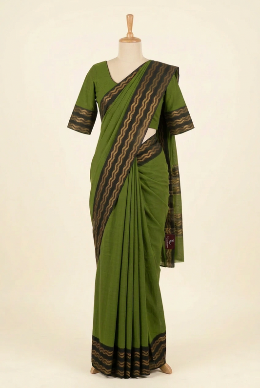Plain Sungudi Cotton Saree Green | TLL305