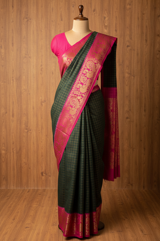 Golden Checked Sungudi Saree
