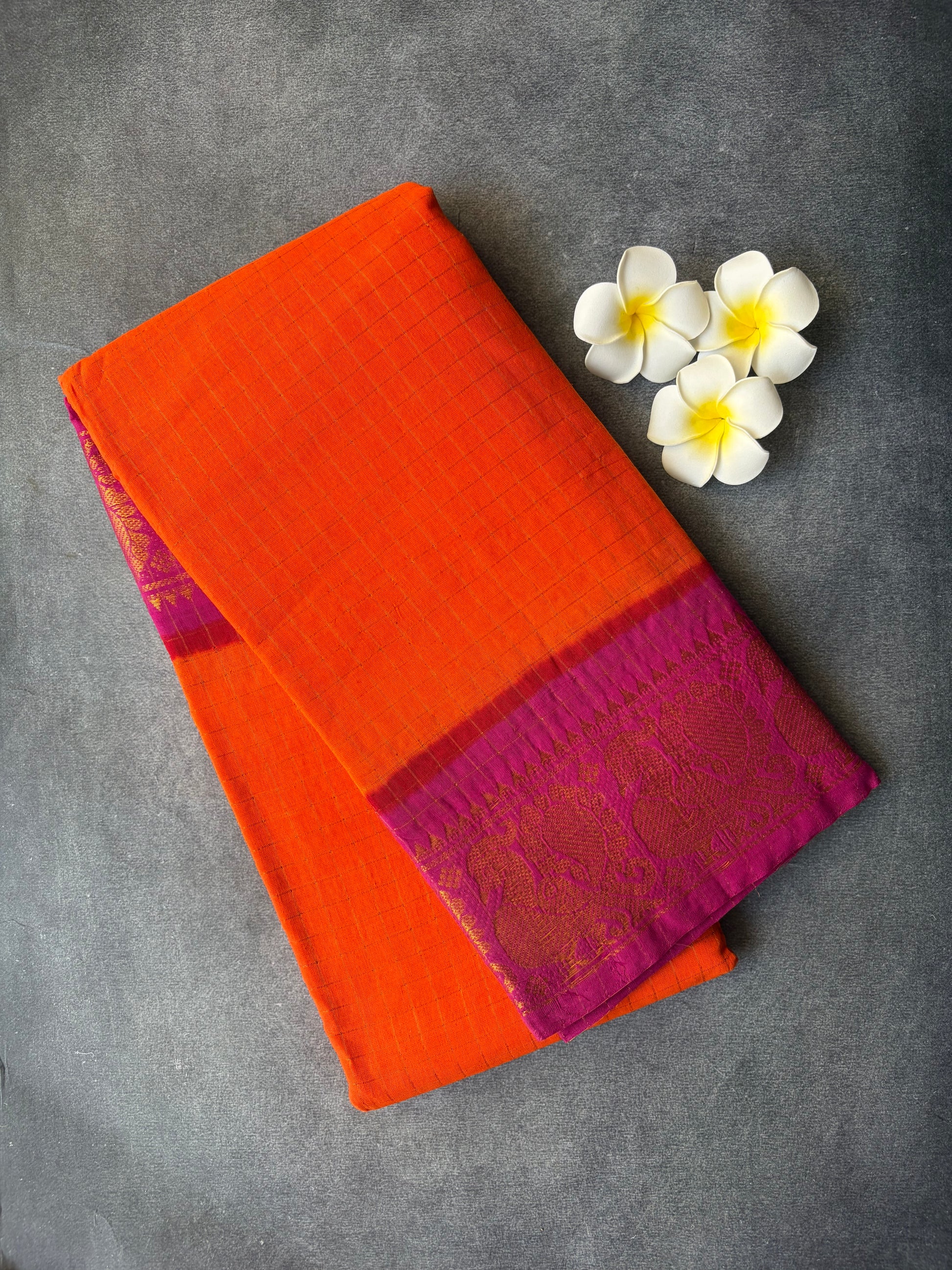 Golden Checked Sungudi sarees Pink Border
