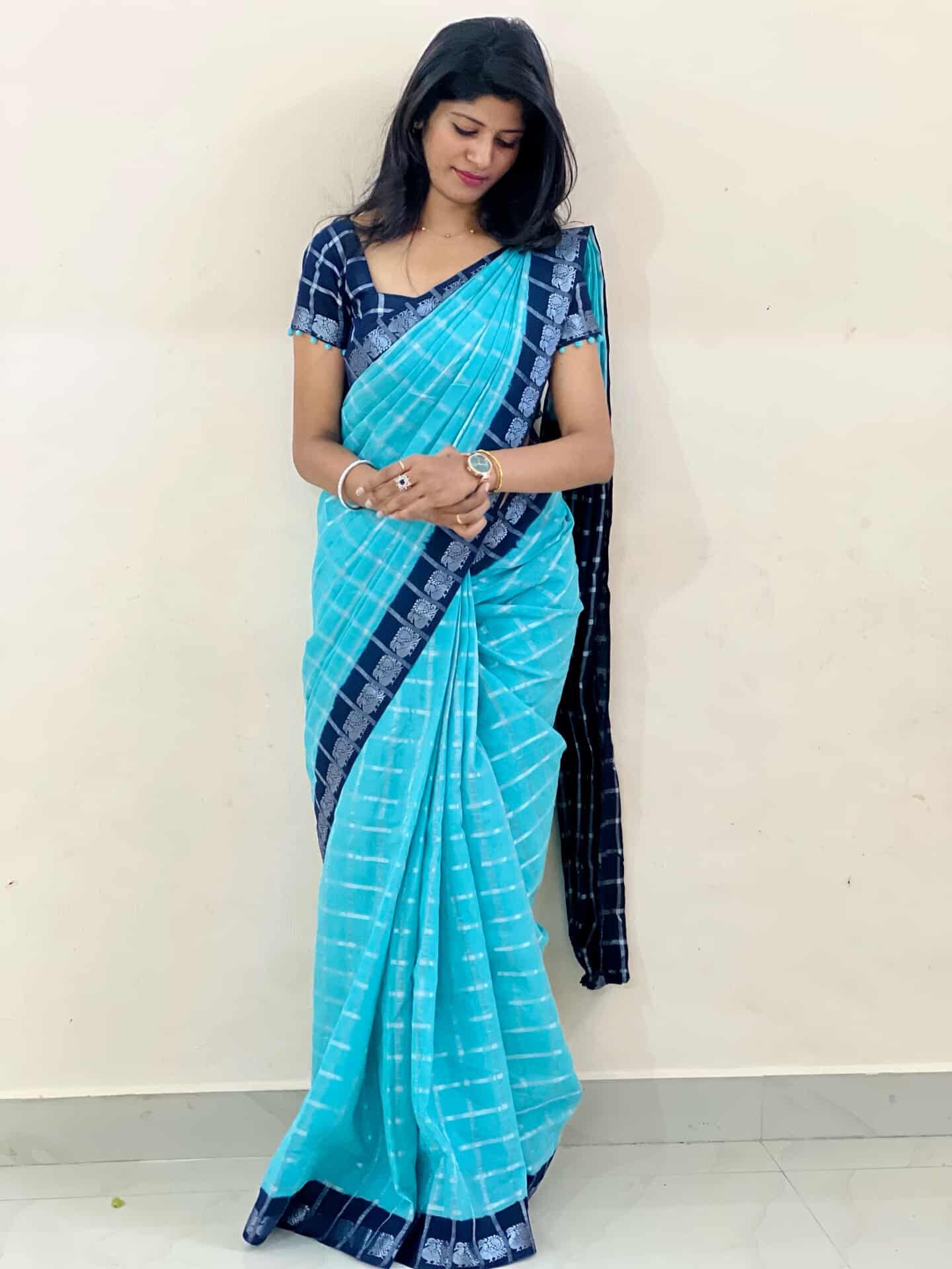 Ice blue kattam sungudi(pre order)