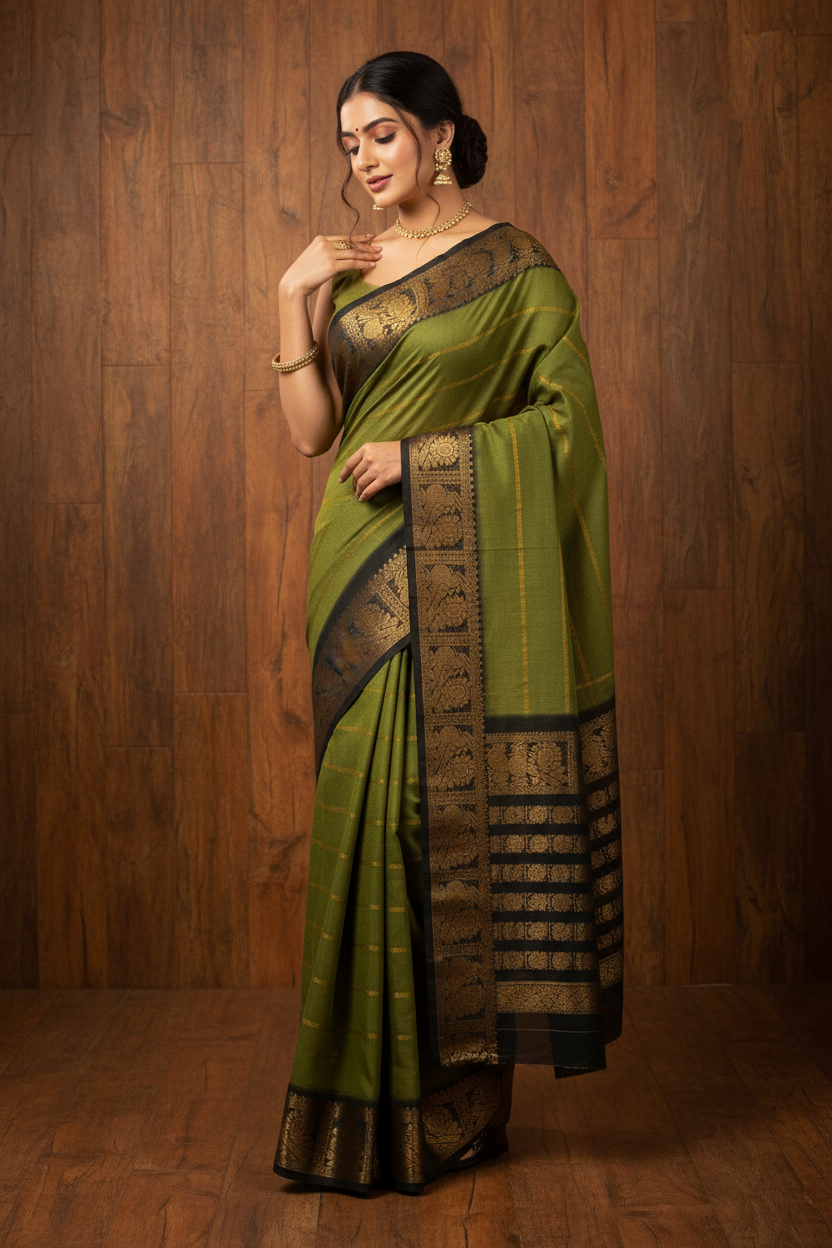 Big Border Kanchi border Sungudi Cotton saree | TLL164