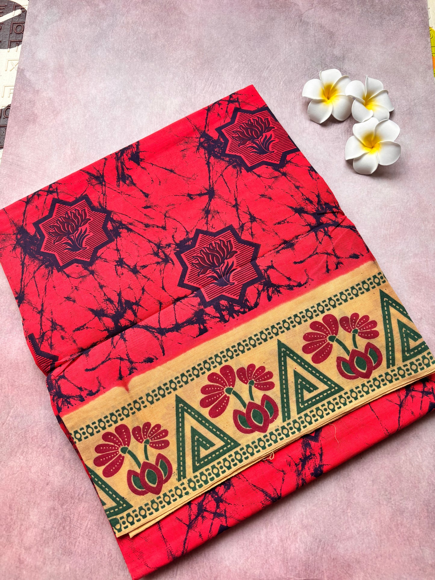 Classic Madurai Sungudi Cotton Saree in Electric Pink – Elegant Office & Formal Wear (Includes Blouse Piece)