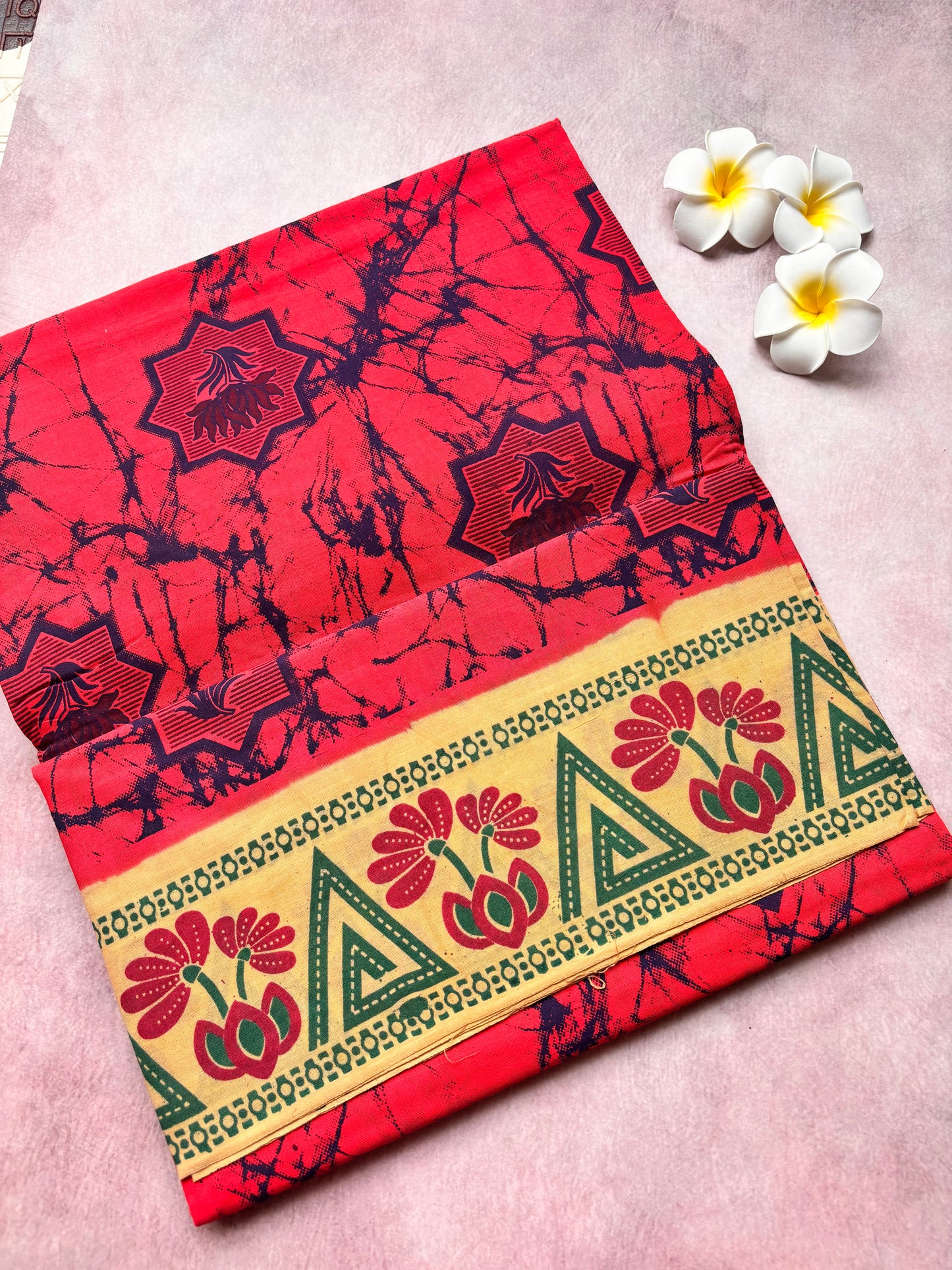 Classic Madurai Sungudi Cotton Saree in Electric Pink – Elegant Office & Formal Wear (Includes Blouse Piece)