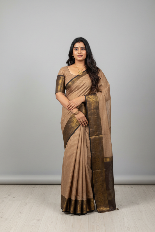 Kanchi cotton Black Rich Border