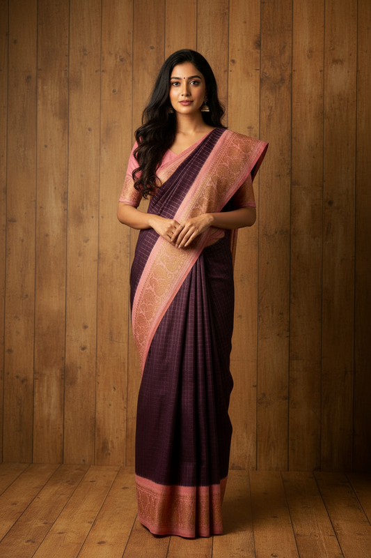 Madurai Sungudi Cotton Sarees violet 