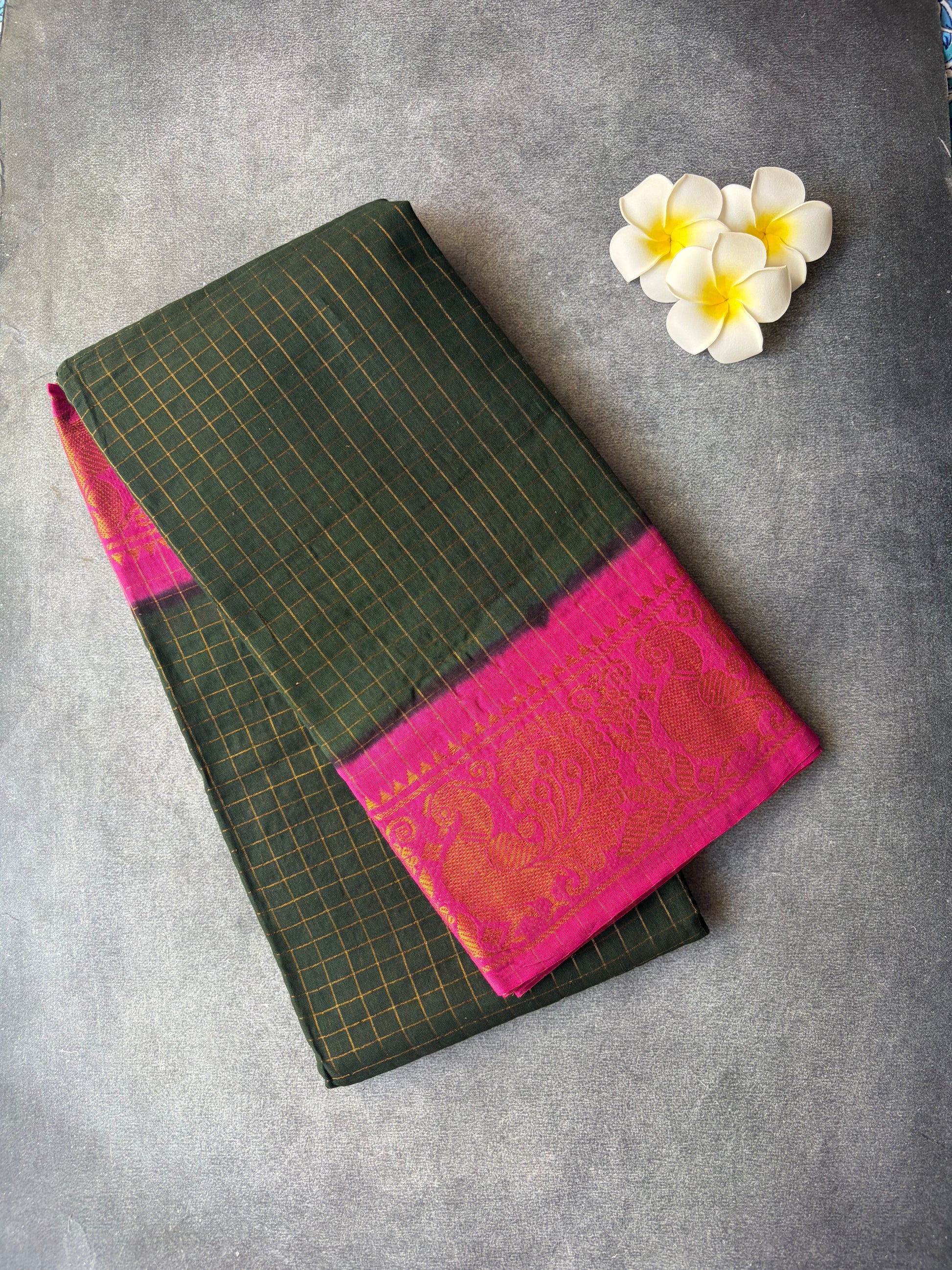 Madurai Sungudi Dark Green Sarees