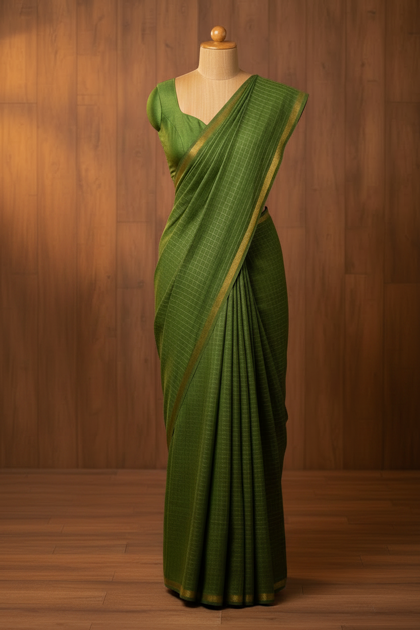 Madurai Sungudi Sarees Green Colour