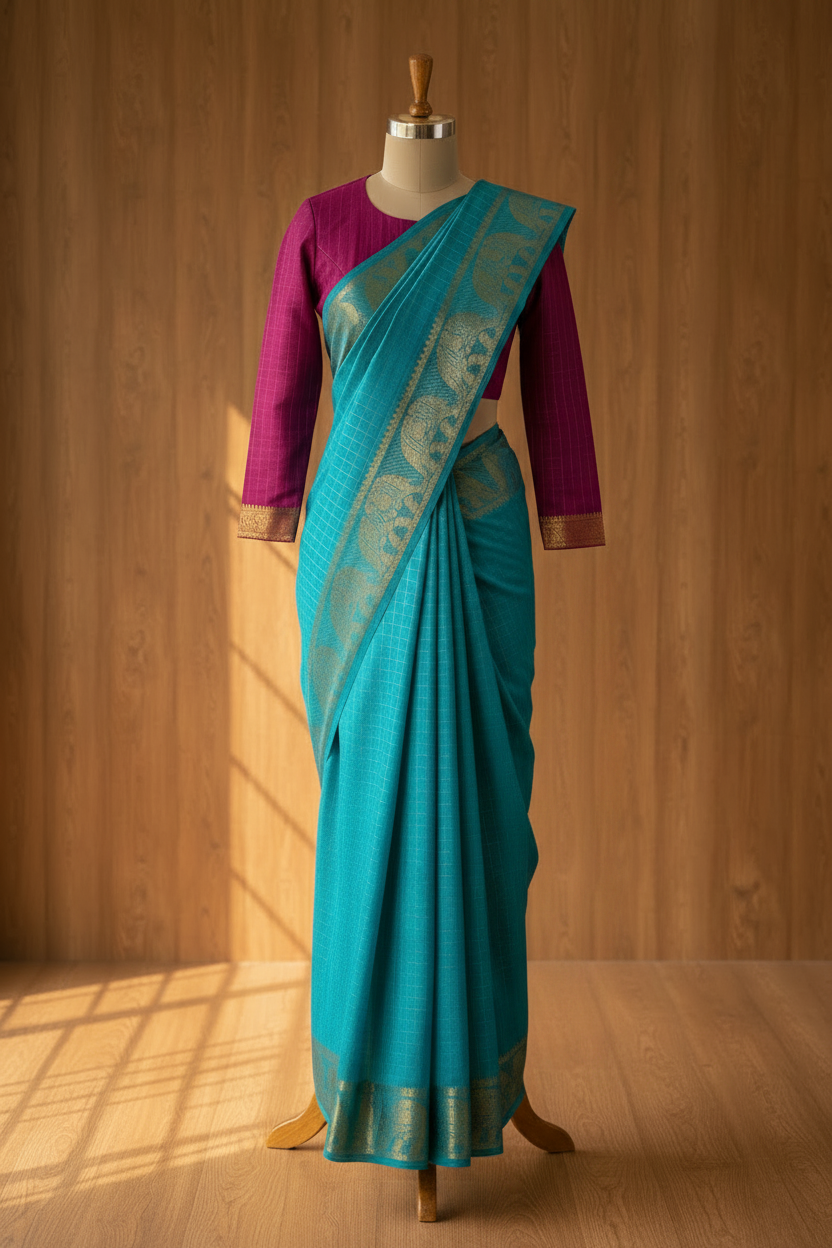 Madurai Sungudi Sky Blue Sarees