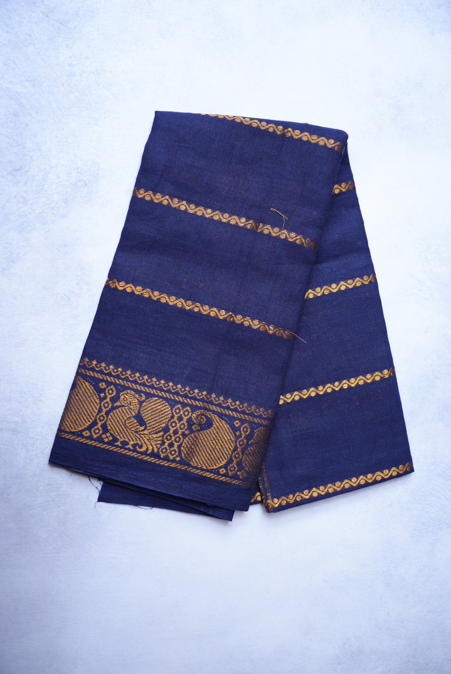 Sungudi Velthari Long Border Rama Green Saree with Blue Border and Blouse
