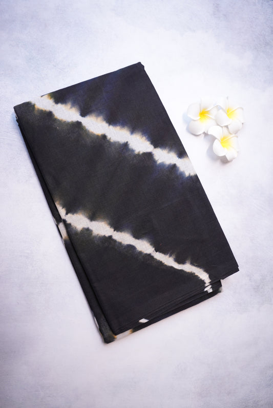 Black Shibori Saree with White Tie and Dye