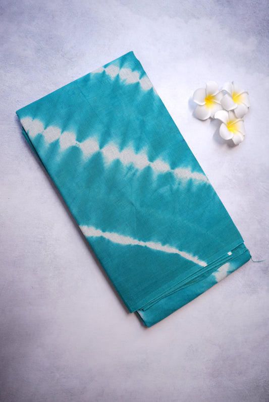Teal Blue Shibori Saree with White Tie and Dye