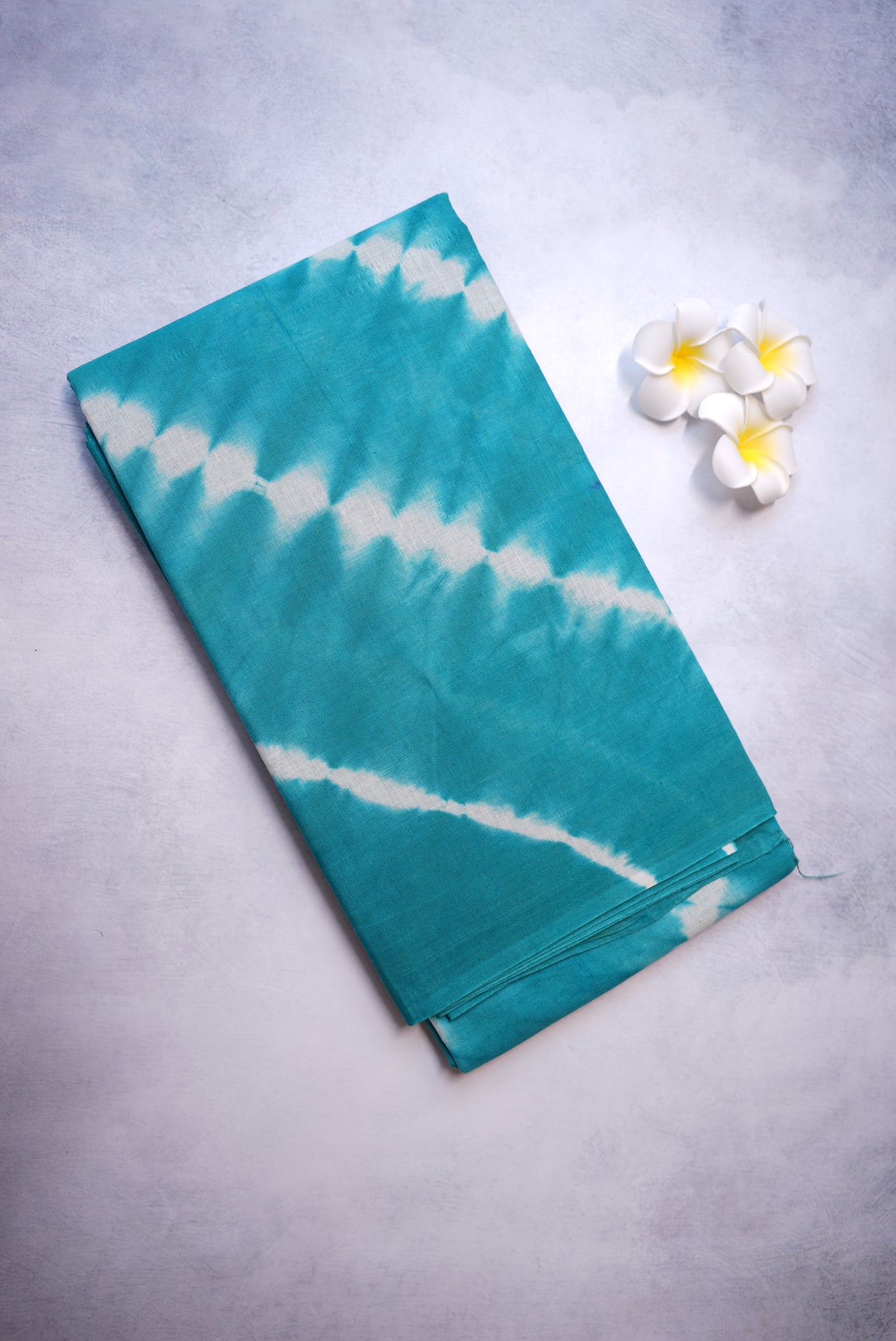Teal Blue Shibori Saree with White Tie and Dye