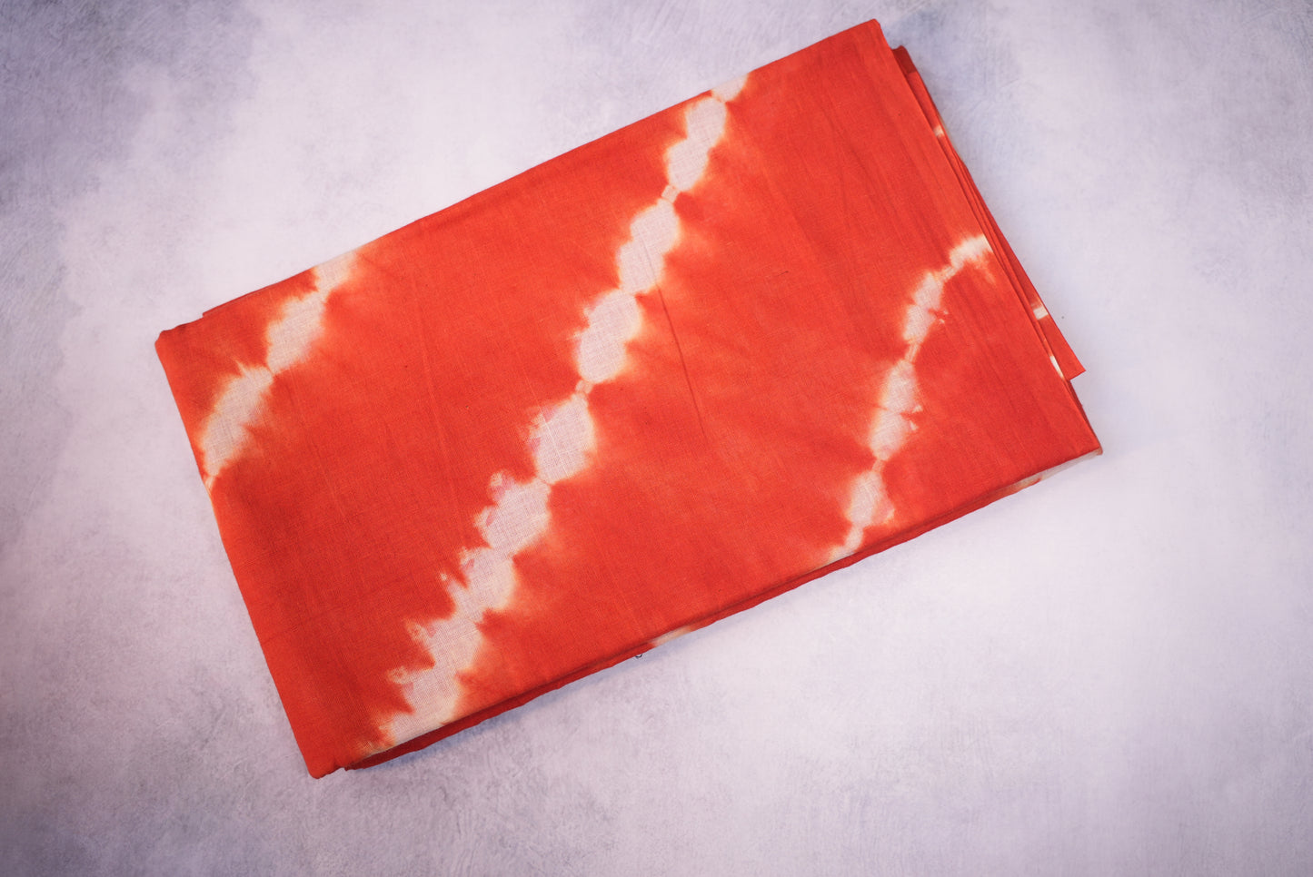 Orange Shibori Saree with White Cross Tie and Dye
