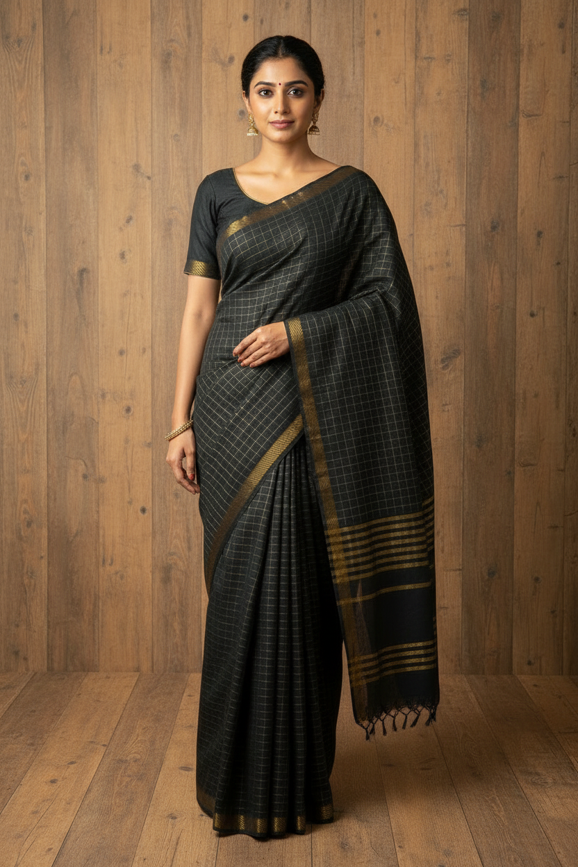 Small Border Sungudi Black saree