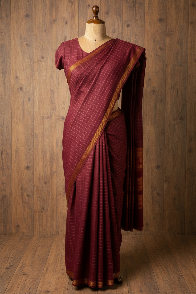 Small Border Sungudi Sarees maroon