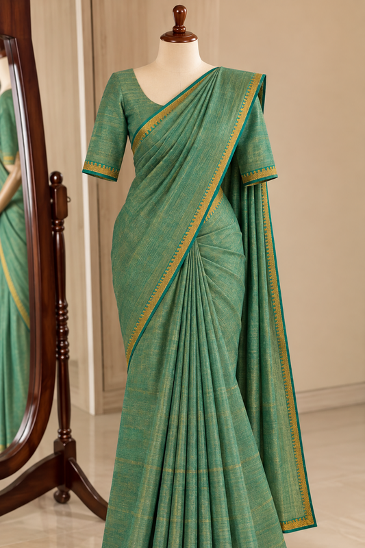 Tissue Sungudi Cotton Saree Light Green | TLL385