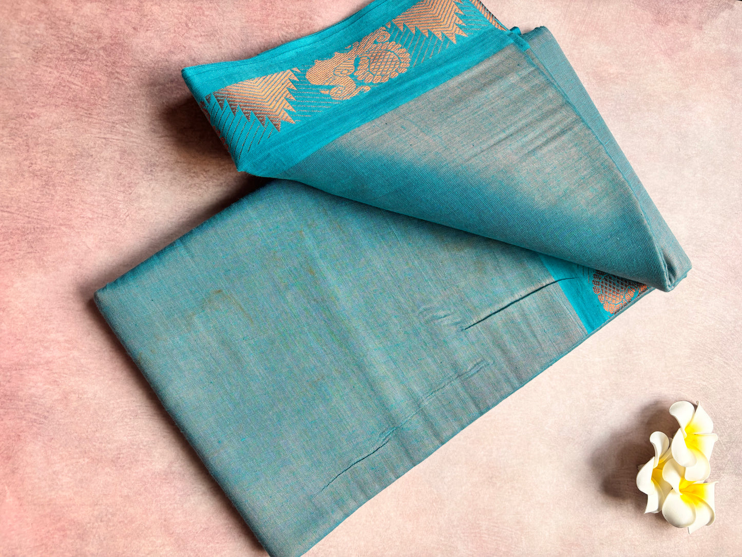 Sky blue tissue sungudi saree