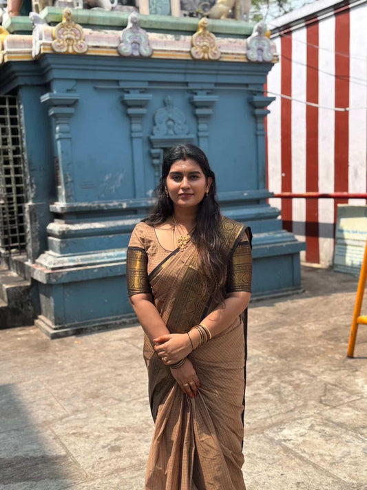 Kanchi cotton Black Rich Border