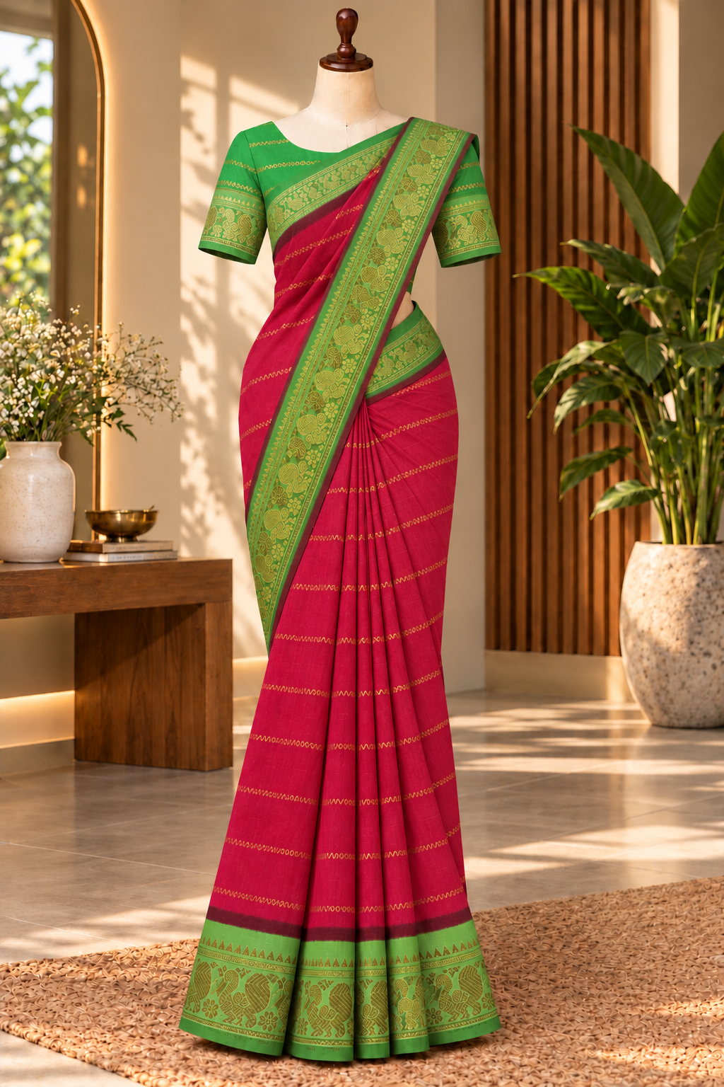 Velthari Sungudi Cotton Saree Pink | TLL327